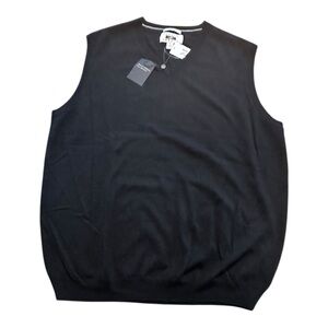 Joseph Abboud Merino Wool Sweater Vest Black XL NWT V-Neck Machine Washable New